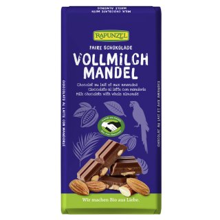 Rapunzel Vollmilch Schokolade mit ganzen Mandeln HIH bio 200 g