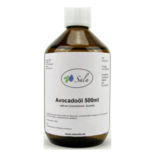 Sala Avocado Oil refined cosmetic grade 500 ml glass bottle