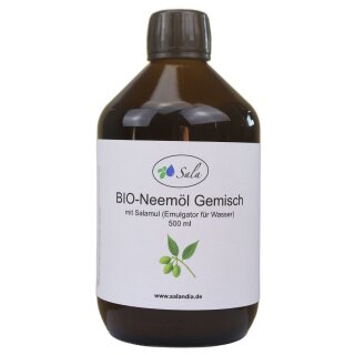 Sala BIO-Neemöl kaltgepresst mit Salamul Emulgator fertig gemischt 500 ml Glasflasche