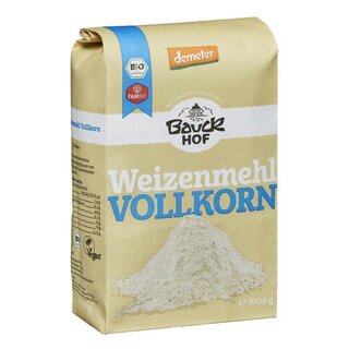 Bauckhof Weizenmehl Vollkorn vegan demeter bio 1 kg 1000 g