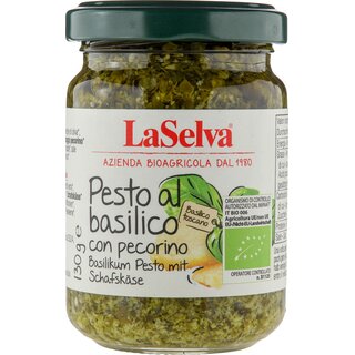 LaSelva Pesto al basilico con pecorino Basilikum Pesto mit Schafskäse bio 130 g