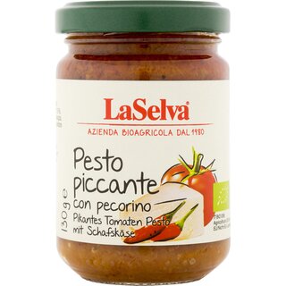 LaSelva Pesto piccante con pecorino Spicy Tomato Pesto with Sheep Cheese organic 130 g