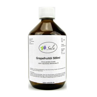 Sala Grapefruitöl Aroma weiß ätherisches Öl naturrein 500 ml Glasflasche