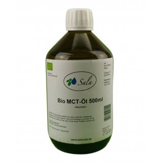 Sala MCT-Öl Neutralöl BIO aus Kokosfett 500 ml Glasflasche