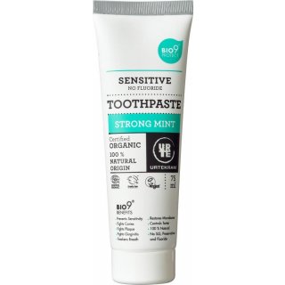 Urtekram Zahncreme Strong Mint sensitive fluoridfrei vegan 75 ml über Bestand hinaus voraussichtlich Mitte April wieder lieferbar