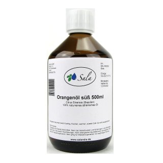 Sala Orangenöl Brasilien ätherisches Öl süß kaltgepresst naturrein 500 ml Glasflasche