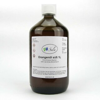 Sala Orangenöl Spanien ätherisches Öl süß kaltgepresst naturrein 1 L 1000 ml Glasflasche