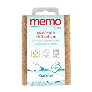 Memo Recycling Dish Sponge with natural fibers scratch free 2 pack