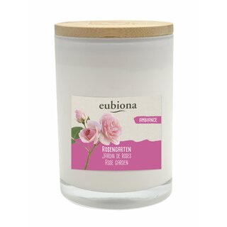 Eubiona Scented Candle Rose Garden in glass with wooden lid