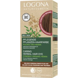 Logona Nourishing Herbal Hair Color Henna Powder Chestnut Brown vegan 100 g