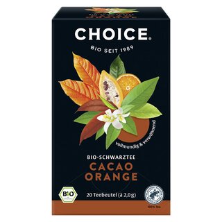 Choice Schwarztee Cacao Orange bio 20 x 2 g Aufgussbeutel
