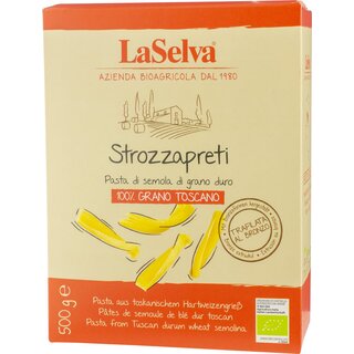LaSelva Strozzapreti Pasta from Tuscan Durum Wheat Semolina vegan organic 500 g