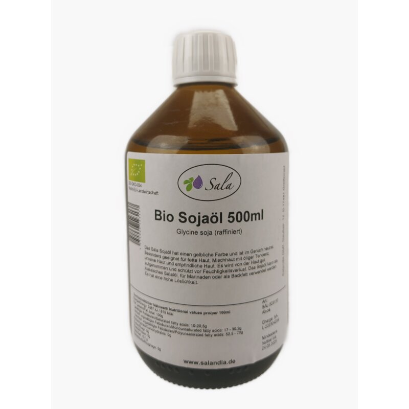 Sala Sojaöl Raffiniert BIO – 100 Ml, Glasflasche, Für Hautpflege & Küche, Neutral Im Geruch