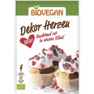 Biovegan Dekor Herzen rot & crispy vegan bio 35 g