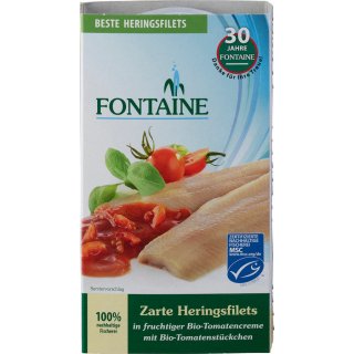 Fontaine Herring Fillets in Organic Tomato Cream with Organic Tomato Pieces 200 g