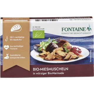 Fontaine Bio Miesmuscheln in würziger Bio Marinade 120 g
