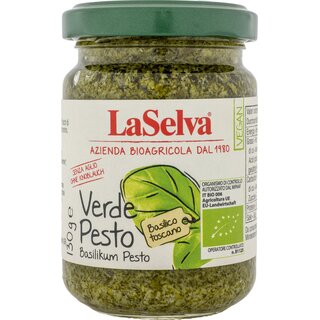 LaSelva Pesto Verde Basilikum Pesto ohne Knoblauch vegan bio 130 g