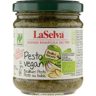 LaSelva Pesto Vegan Basilikum Pesto mit Knoblauch vegan bio 180 g