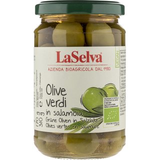 LaSelva Olive verdi Grüne Oliven in Salzlake bio 310 g ATG 170 g