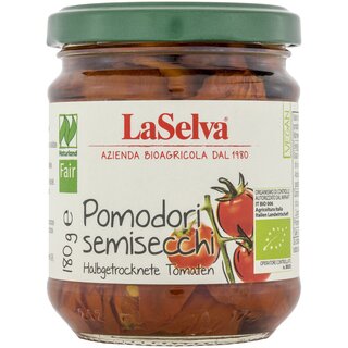 LaSelva Pomodori semisecchi Half Dried Tomatoes in Olive Oil vegan organic 180 g