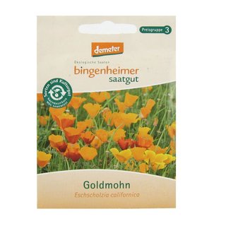 Bingenheimer Saatgut Goldmohn Eschscholzia californica demeter bio für 80-100 Pflanzen